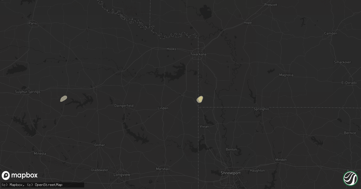Hail map in Atlanta, TX on December 28, 2024