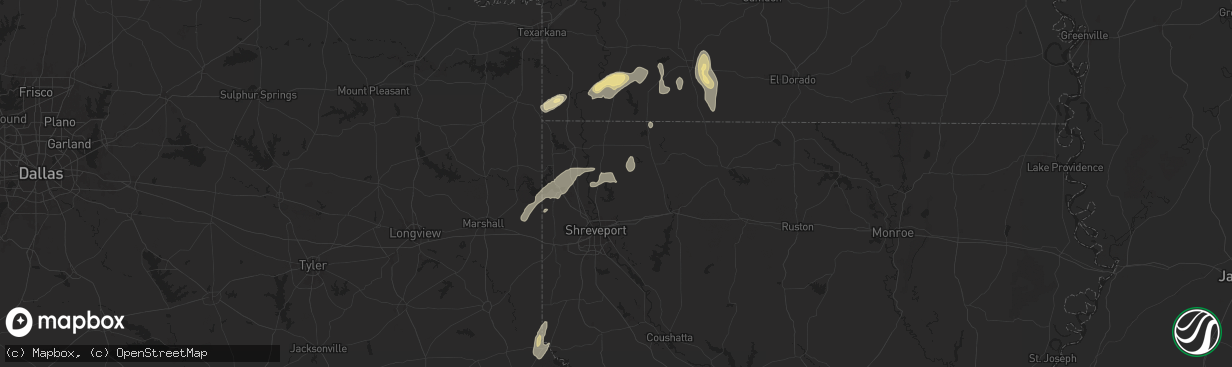 Hail map in Benton, LA on December 28, 2024