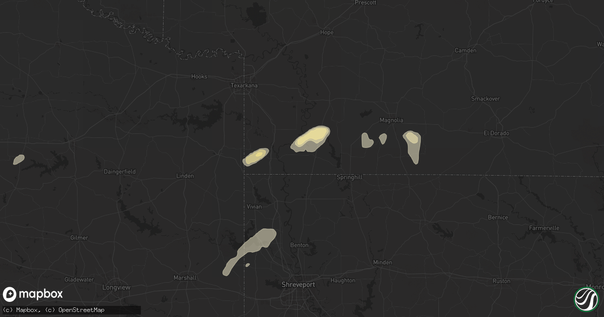 Hail map in Bradley, AR on December 28, 2024