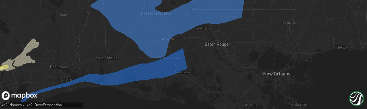 Hail map in Breaux Bridge, LA on December 28, 2024