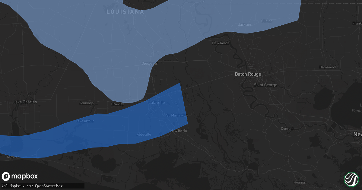 Hail map in Breaux Bridge, LA on December 28, 2024