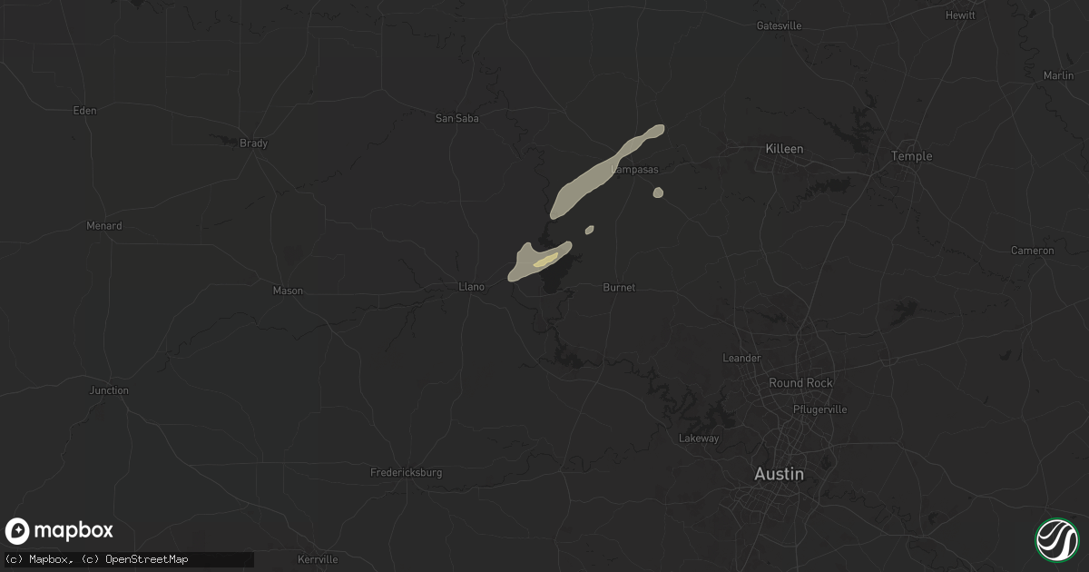 Hail map in Buchanan Dam, TX on December 28, 2024