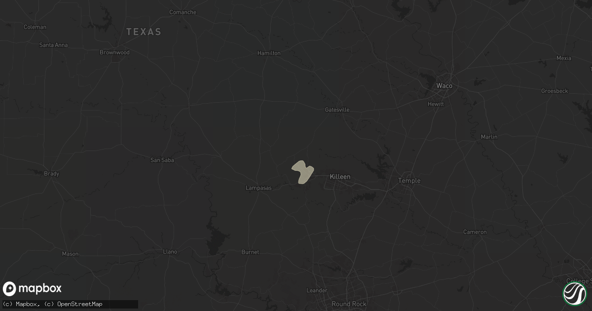 Hail map in Copperas Cove, TX on December 28, 2024