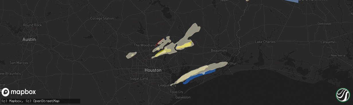 Hail map in Dayton, TX on December 28, 2024