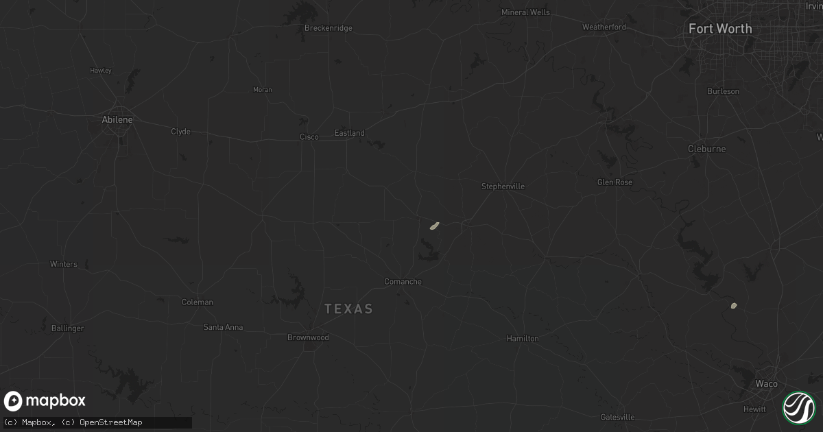 Hail map in De Leon, TX on December 28, 2024