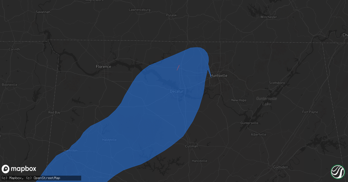 Hail map in Decatur, AL on December 28, 2024