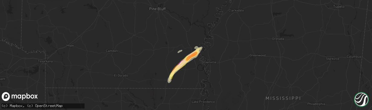 Hail map in Dermott, AR on December 28, 2024