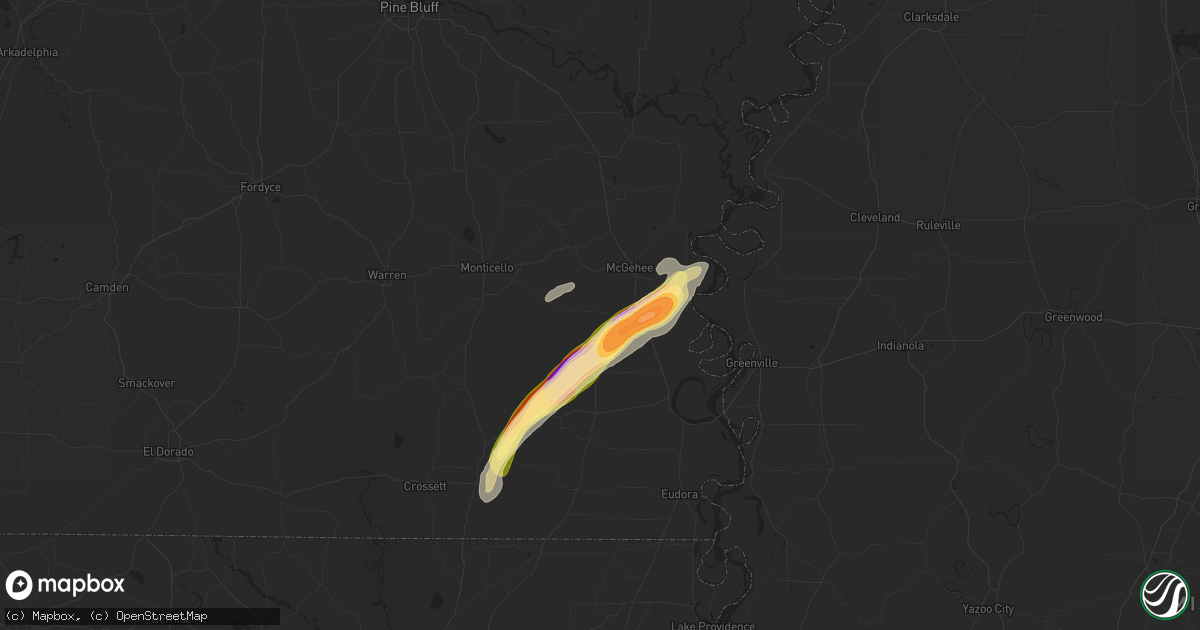 Hail map in Dermott, AR on December 28, 2024