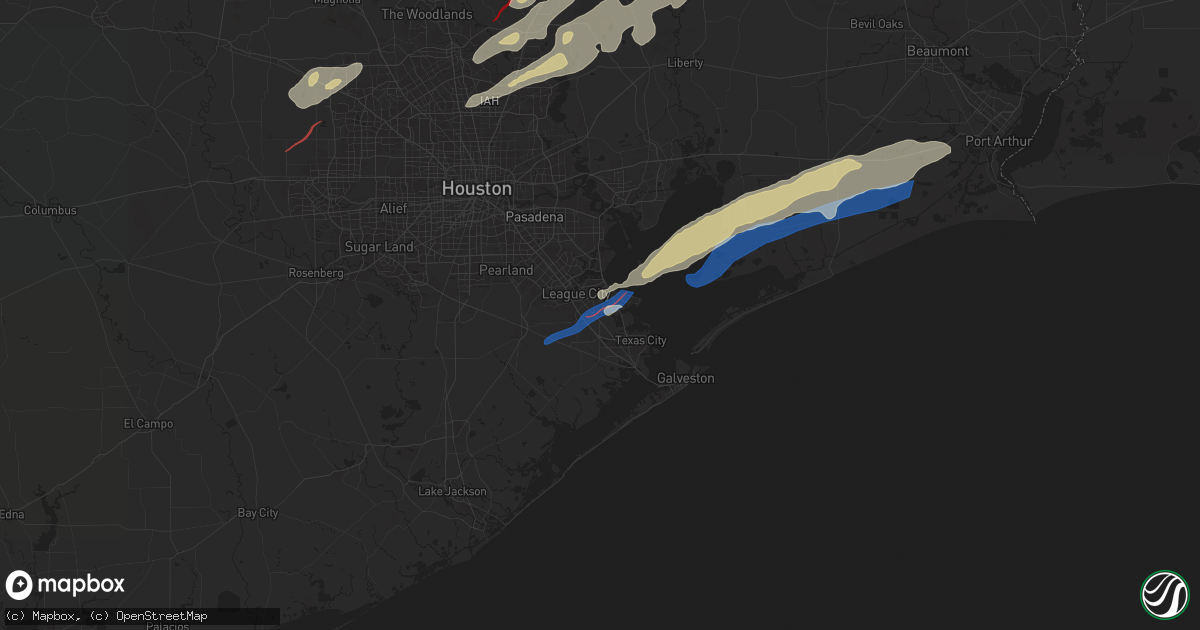 Hail map in Dickinson, TX on December 28, 2024