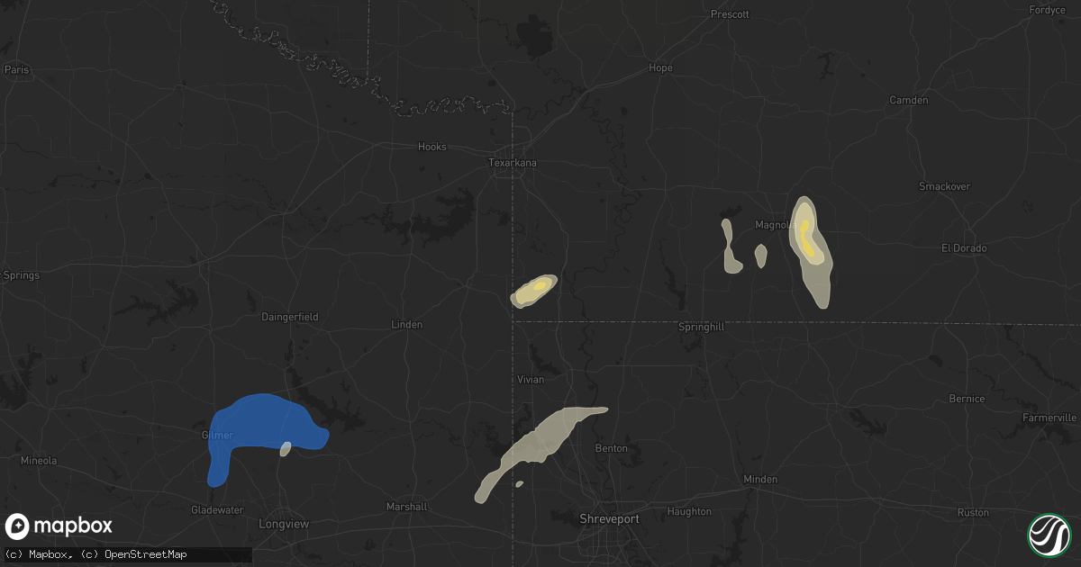 Hail map in Doddridge, AR on December 28, 2024