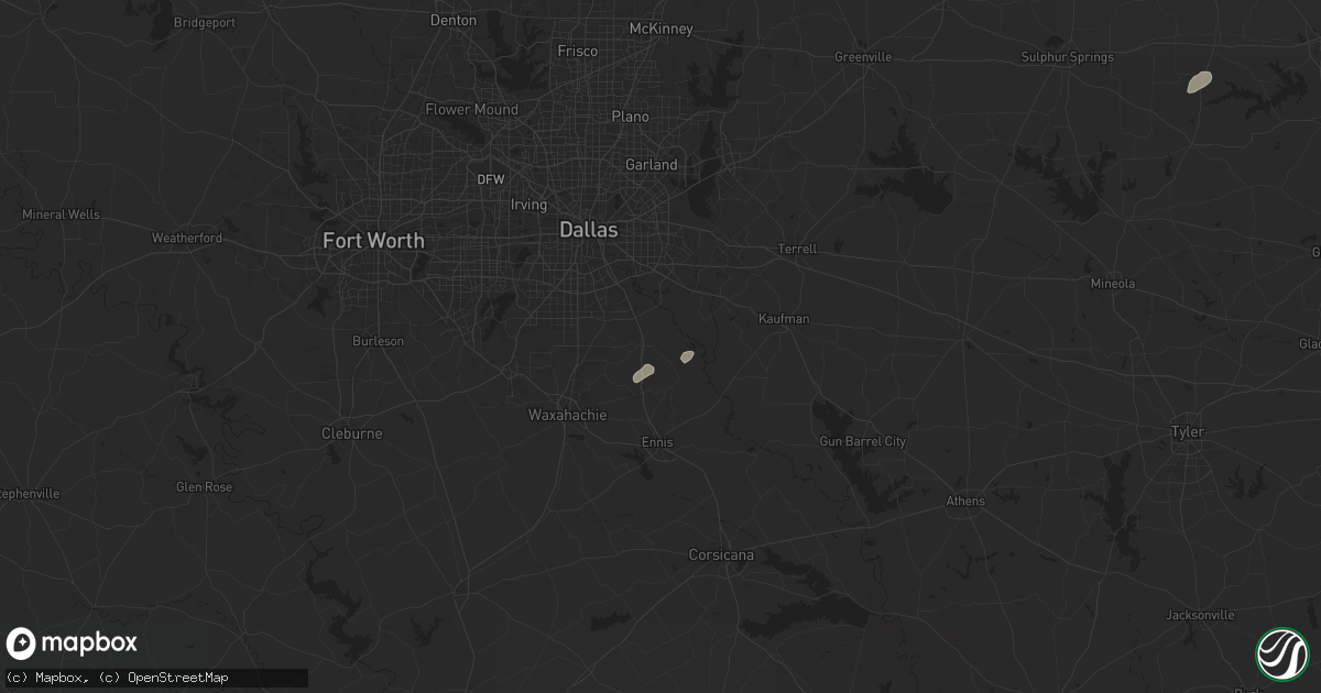 Hail map in Ferris, TX on December 28, 2024