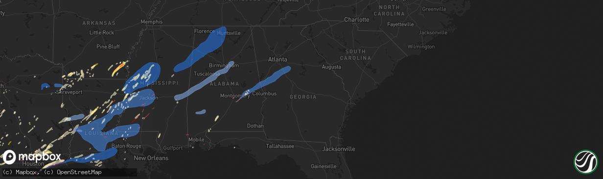 Hail map in Georgia on December 28, 2024