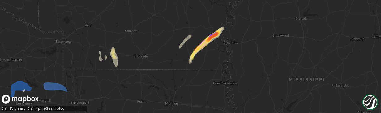 Hail map in Hamburg, AR on December 28, 2024