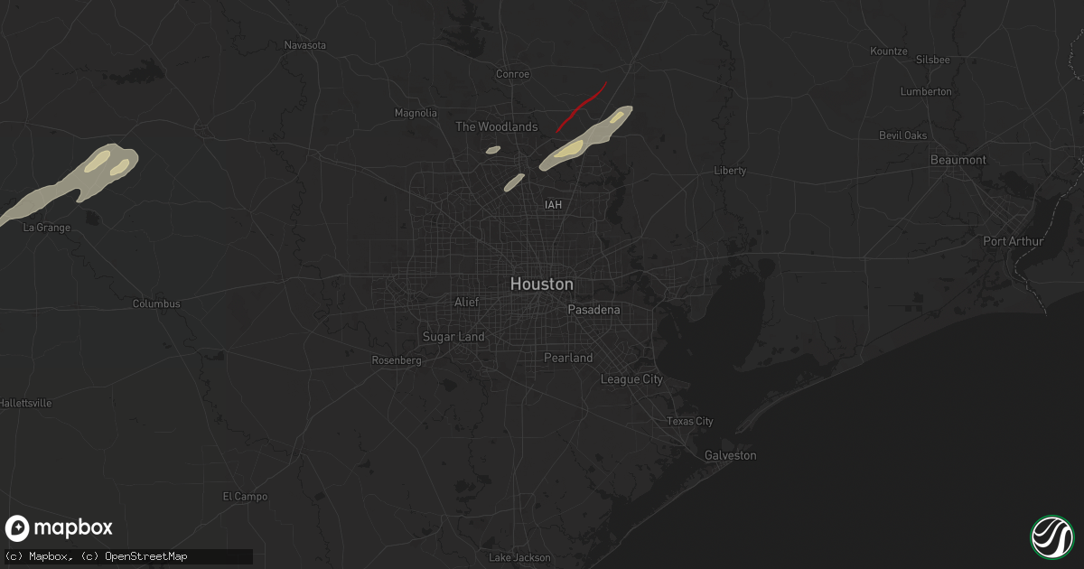 Hail map in Houston, TX on December 28, 2024