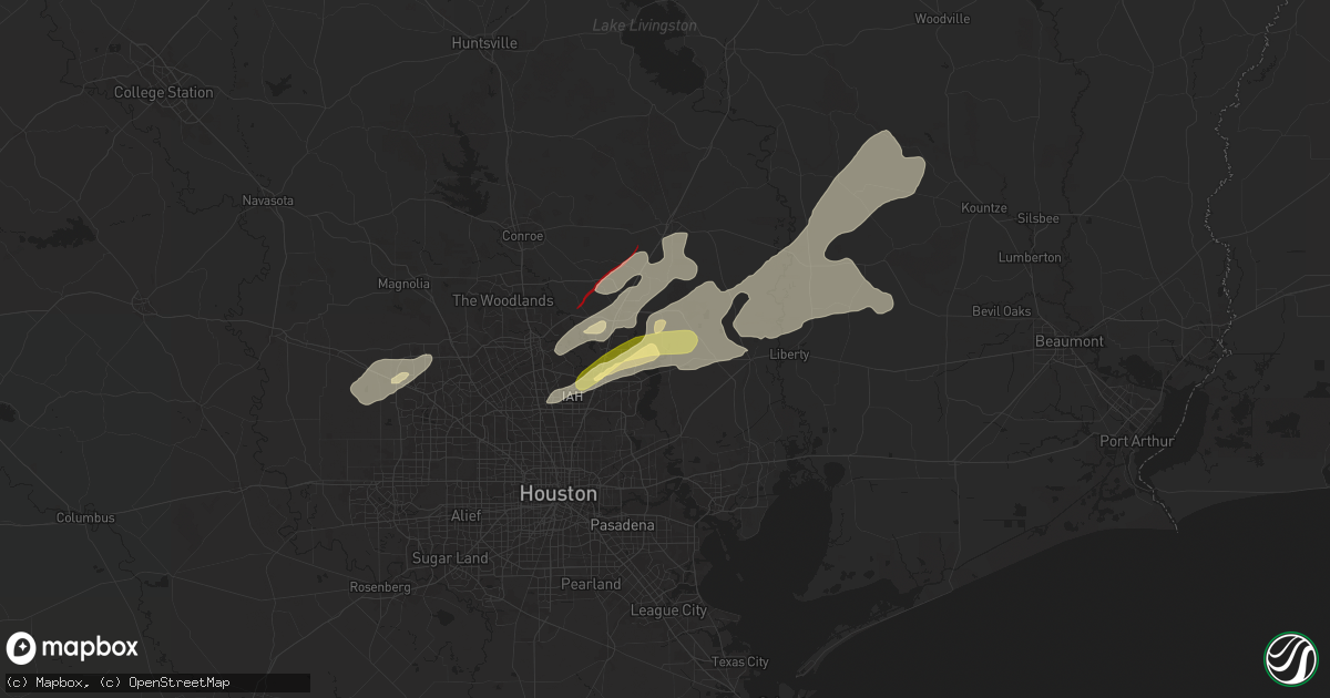 Hail map in Huffman, TX on December 28, 2024