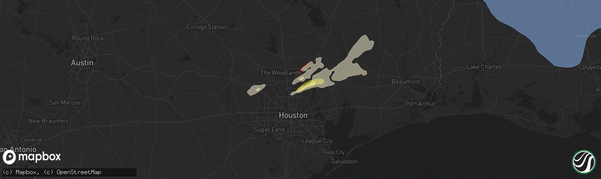 Hail map in Humble, TX on December 28, 2024