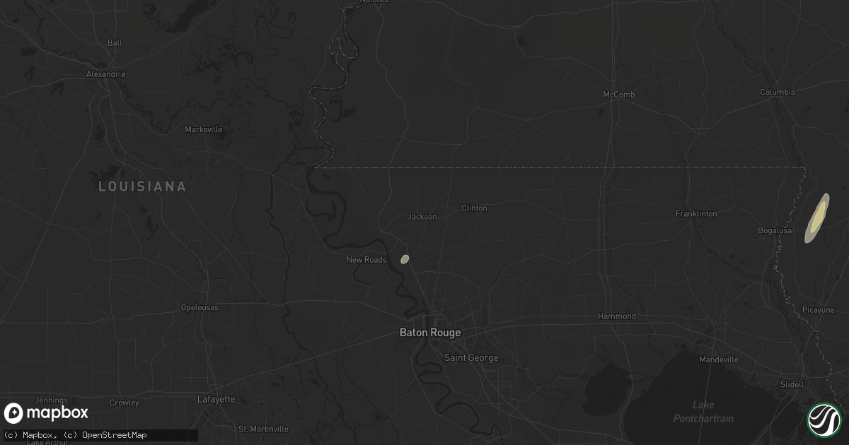 Hail map in Jackson, LA on December 28, 2024