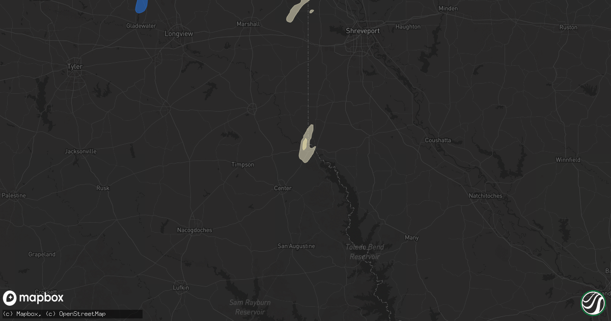 Hail map in Joaquin, TX on December 28, 2024