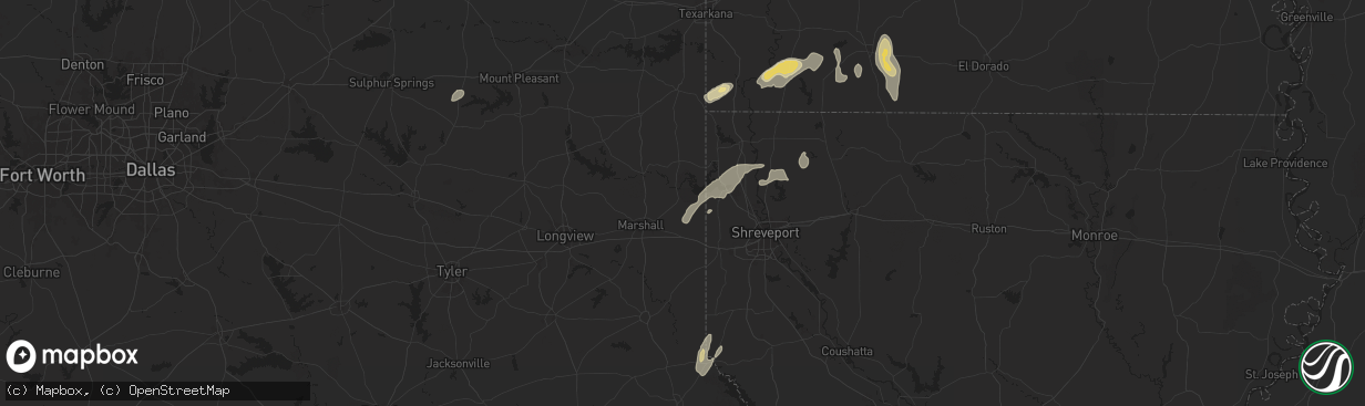 Hail map in Karnack, TX on December 28, 2024