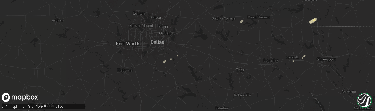 Hail map in Kaufman, TX on December 28, 2024