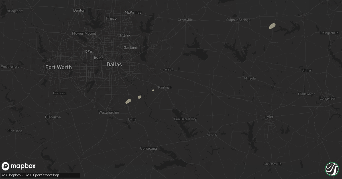 Hail map in Kaufman, TX on December 28, 2024