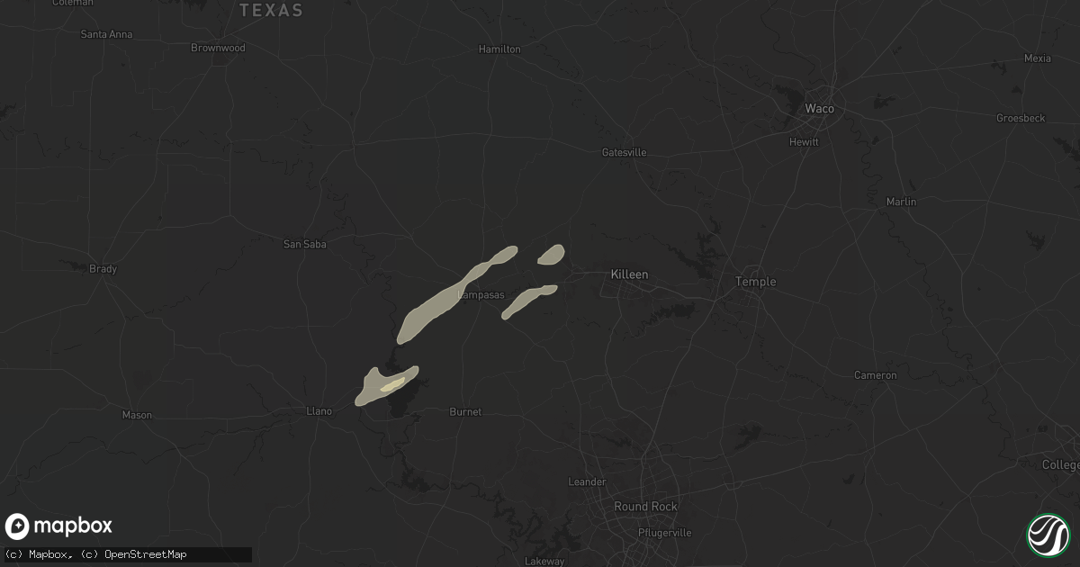 Hail map in Kempner, TX on December 28, 2024