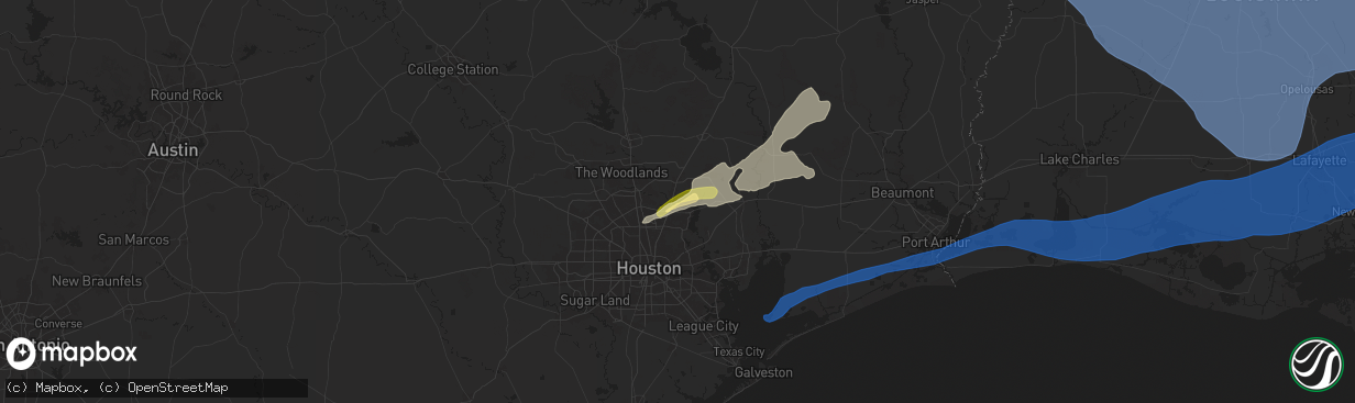 Hail map in Kingwood, TX on December 28, 2024