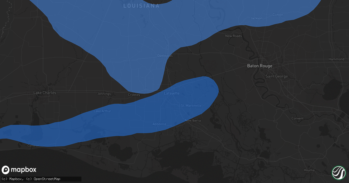 Hail map in Lafayette, LA on December 28, 2024