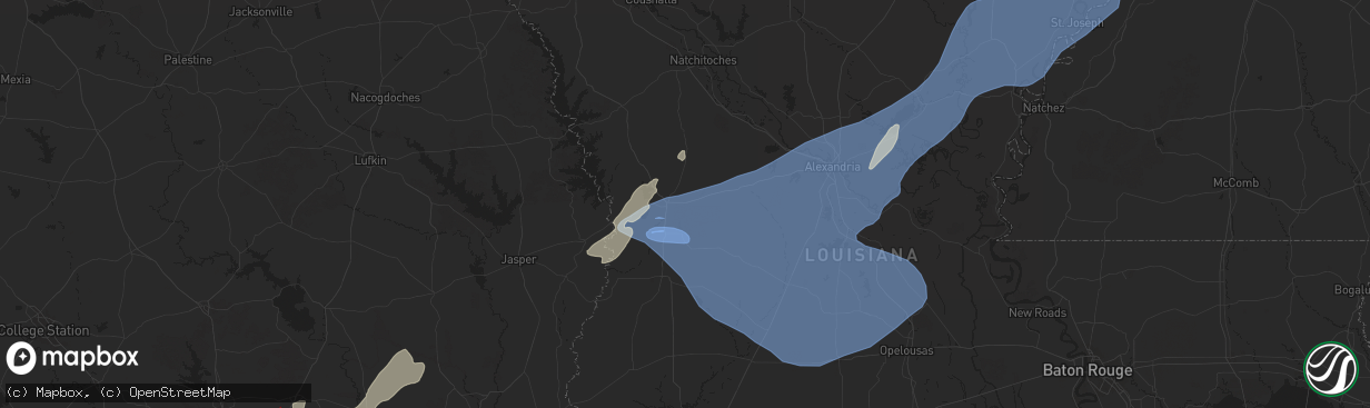 Hail map in Leesville, LA on December 28, 2024