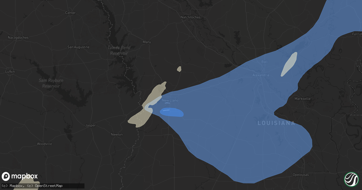 Hail map in Leesville, LA on December 28, 2024