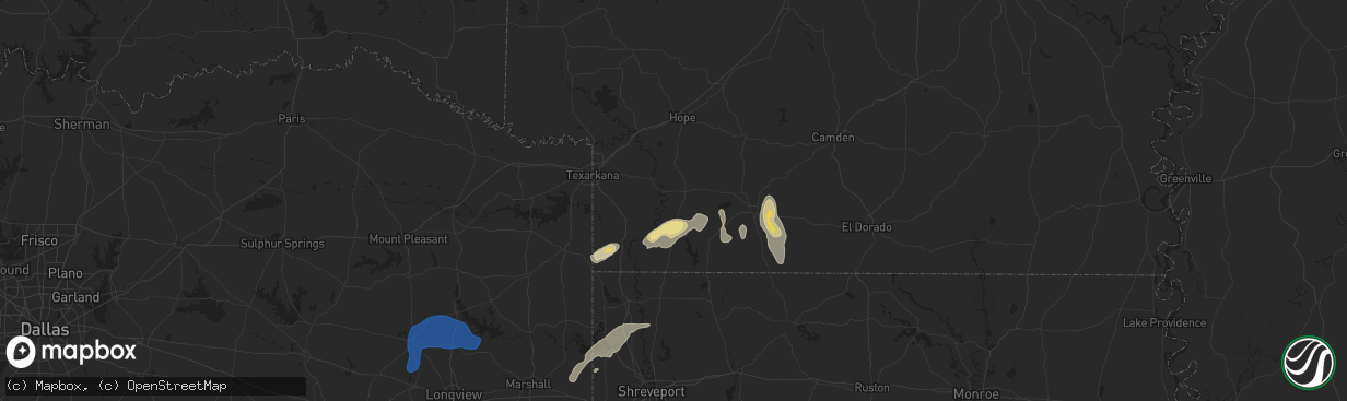 Hail map in Lewisville, AR on December 28, 2024