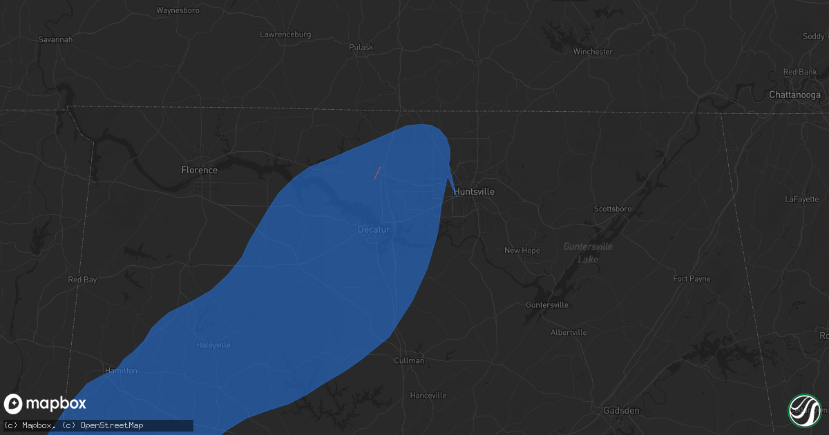 Hail map in Madison, AL on December 28, 2024