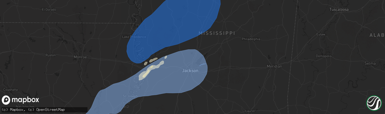 Hail map in Madison, MS on December 28, 2024