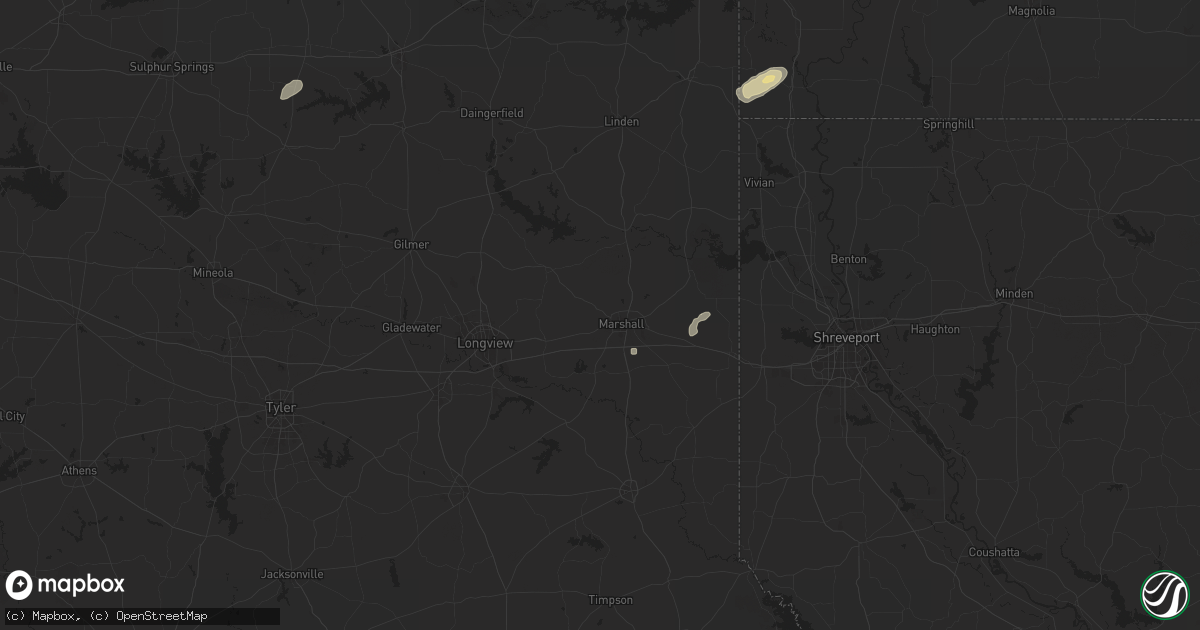 Hail map in Marshall, TX on December 28, 2024