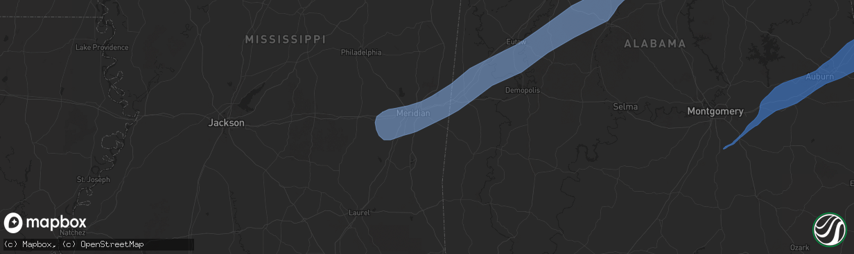 Hail map in Meridian, MS on December 28, 2024