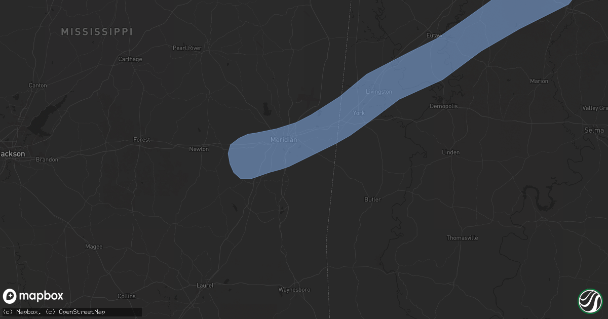 Hail map in Meridian, MS on December 28, 2024
