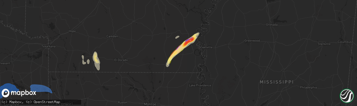 Hail map in Montrose, AR on December 28, 2024