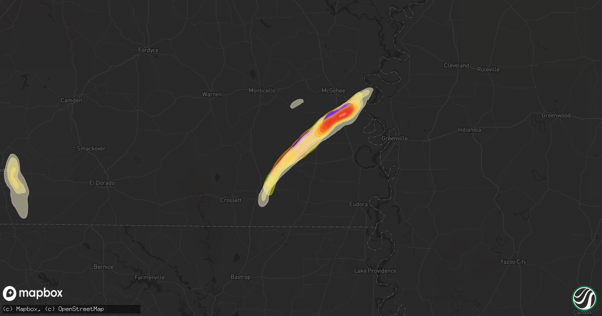 Hail map in Montrose, AR on December 28, 2024