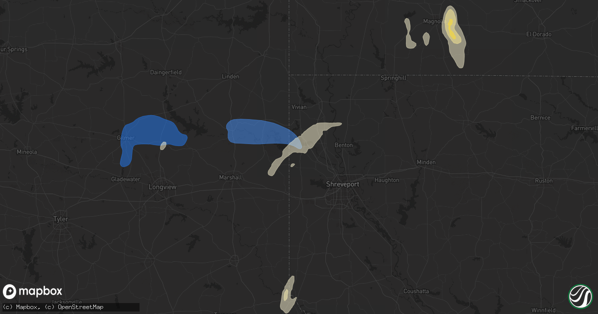 Hail map in Mooringsport, LA on December 28, 2024
