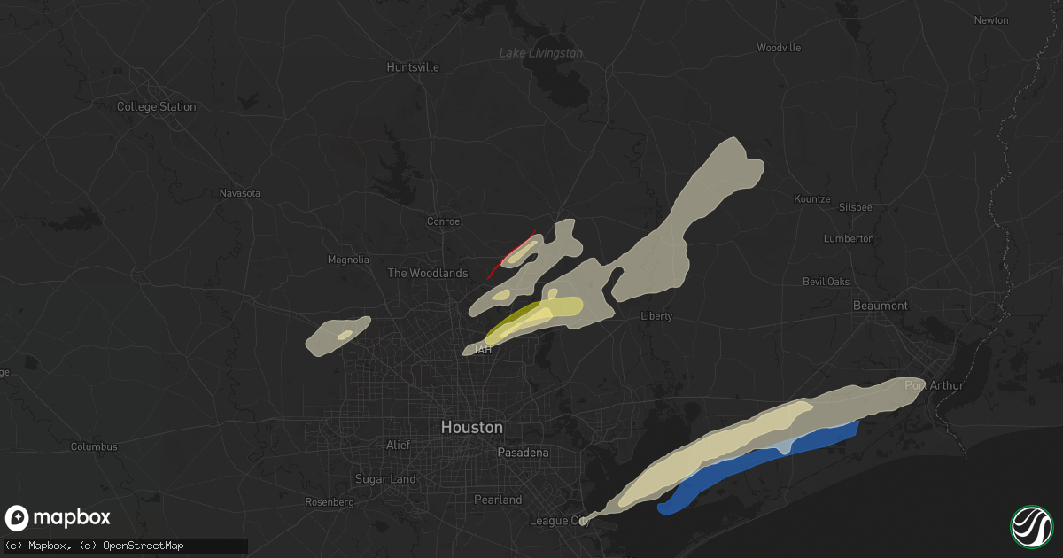 Hail map in New Caney, TX on December 28, 2024