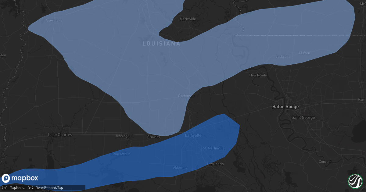 Hail map in Opelousas, LA on December 28, 2024