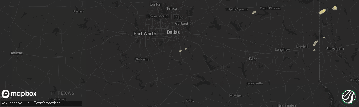 Hail map in Palmer, TX on December 28, 2024