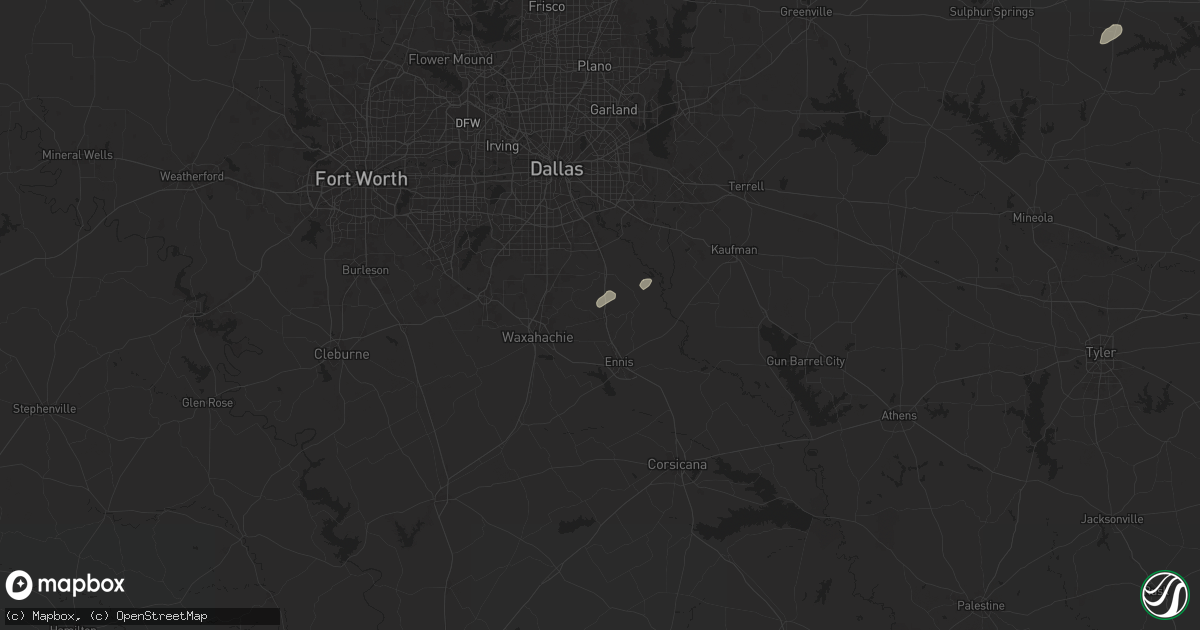 Hail map in Palmer, TX on December 28, 2024