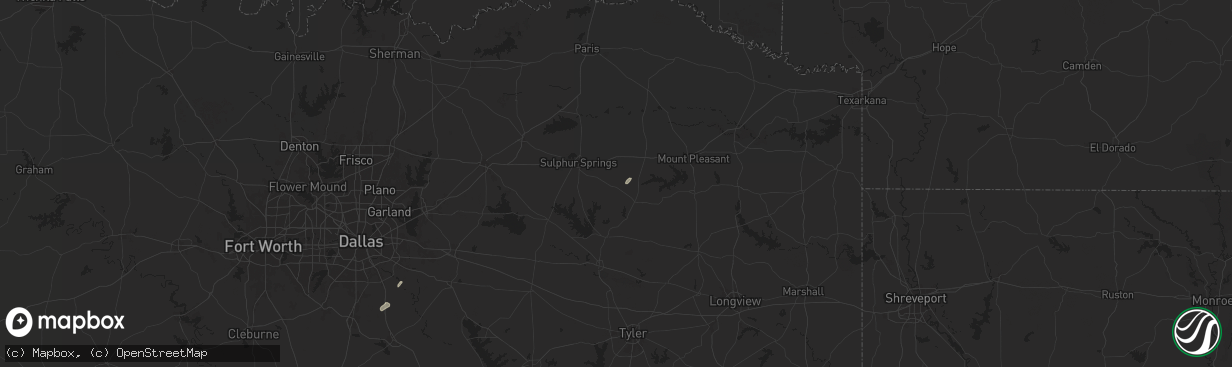 Hail map in Pickton, TX on December 28, 2024