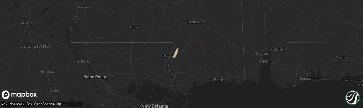 Hail map in Poplarville, MS on December 28, 2024