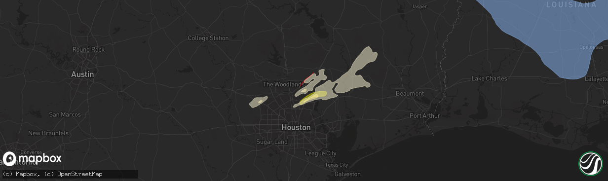 Hail map in Porter, TX on December 28, 2024