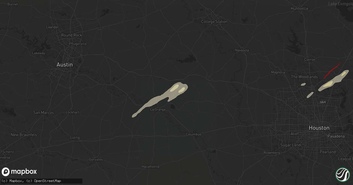 Hail map in Round Top, TX on December 28, 2024
