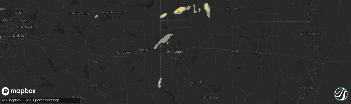 Hail map in Shreveport, LA on December 28, 2024