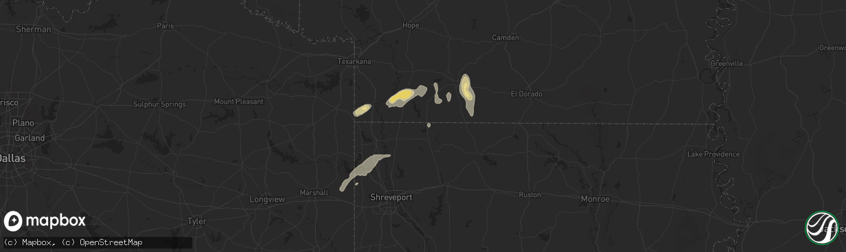 Hail map in Springhill, LA on December 28, 2024