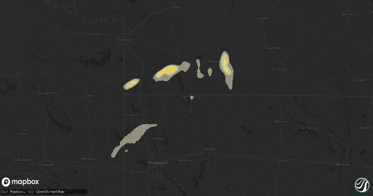 Hail map in Springhill, LA on December 28, 2024